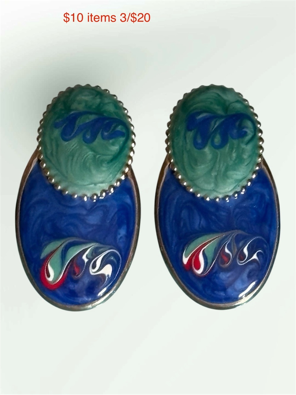 3/$20 VTG Large Enameled Earrings
